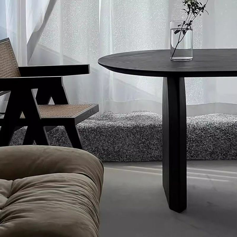 MRzenghong Minimalist Black Ash Elliptical Dining Table | Wayfair